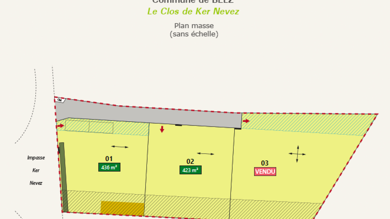 Terrain constructible de 423m2 à Belz