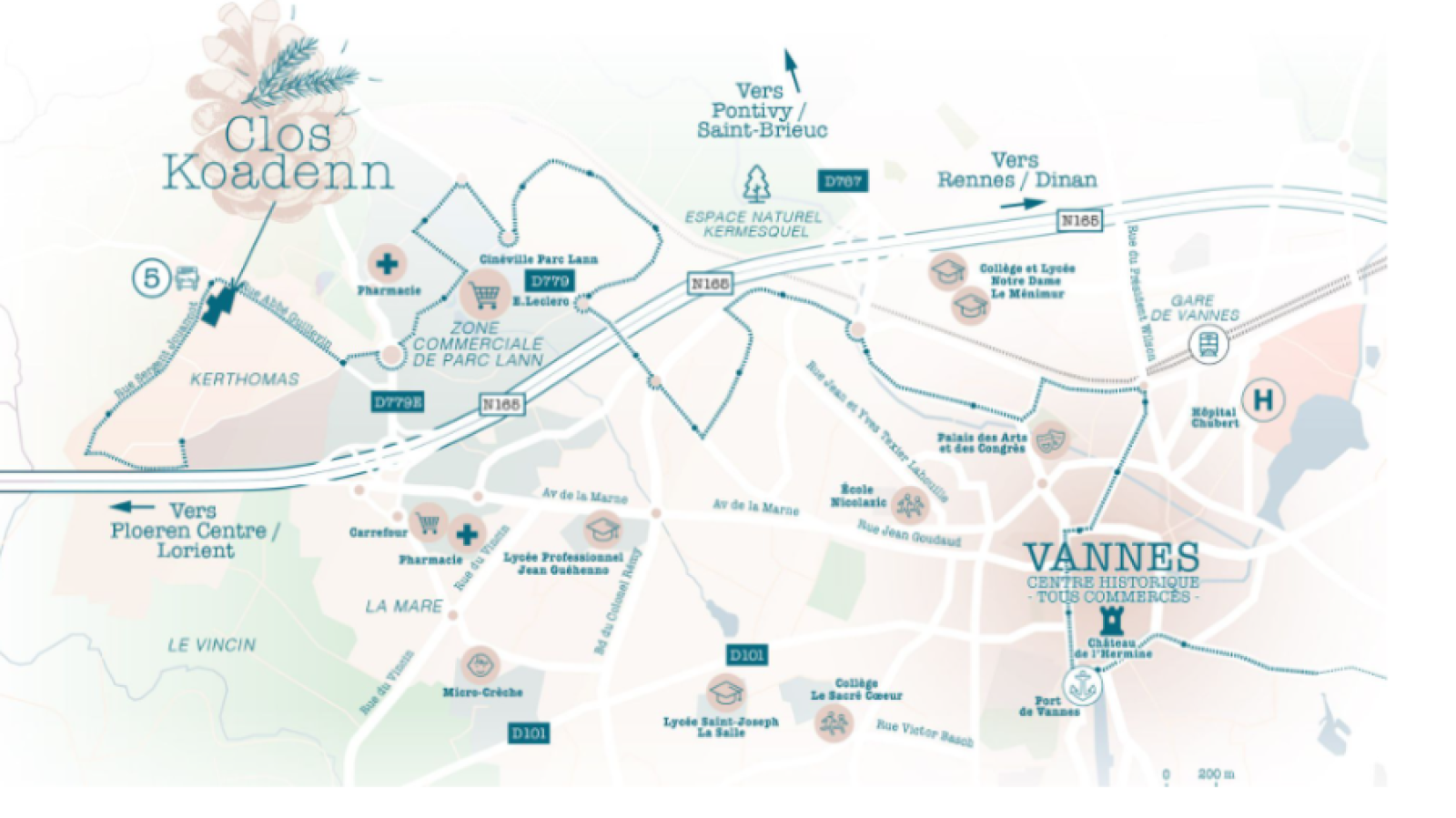 Terrain constructible de 435m2 à Ploeren